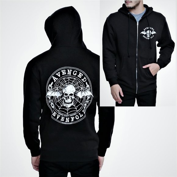 Avenged Sevenfold Web Hoodie A7X metal rock Official Zip-Up Hoodie 2XL XXL NWT - Picture 1 of 5